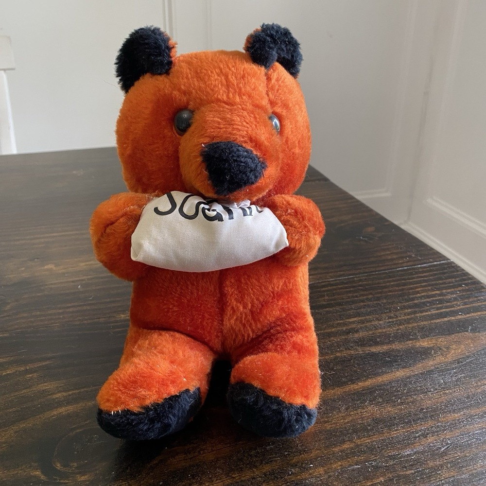 Vtg Allentown Toy Mfg Co. Bear Holding  Sugar Orange Plush 9"‎